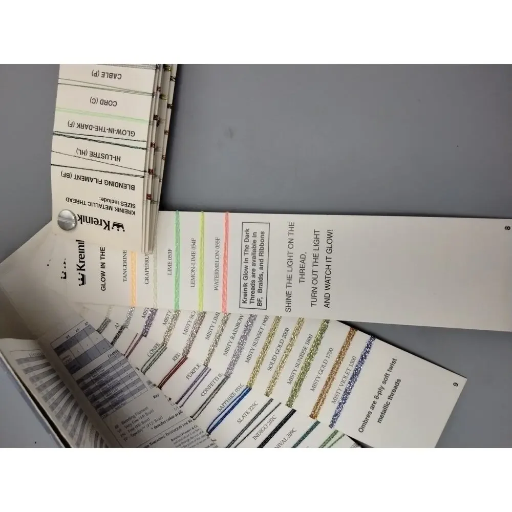 Kreinik Metallic single strand silk collection Fan Deck sample book